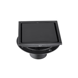 Heemab Versatile 6 Inch Square Shower Floor Drain for Optimal Drainage, Stylish Matte Black Design, for Bathrooms and Beyond