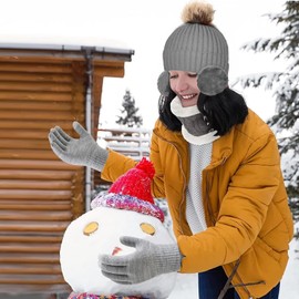 WEISPO Conjunto Térmico de Invierno de 5 Piezas, Gorro de Invierno, Orejeras y Bufanda Térmicas, Guantes y Calcetines, Apto para Actividades Al Aire Libre Como Esquí, Motos, Senderismo y Más (Gris)