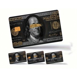 Unbranded Blacked Out $100 Bill Benjamin Franklin Card Stickers/Skins 4pk PVC