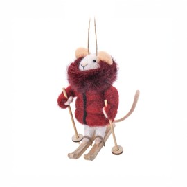 Sass & Belle Fancy Skiing Mouse Felt Decoration