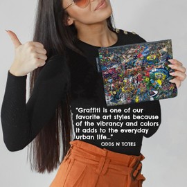 ODDS N TOTES Zipper Pouch | Made from Recycled Materials, Pencil Pouch, Travel Toiletry Bag for Men, Women, Makeup Pouch, Pouches for Purse and Organization – Graffiti