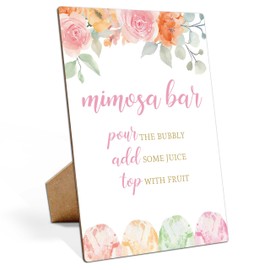 Mimosa Bar Sign, Ice Cream Summer Bridal Shower Signs, 8×11 Wooden Play Sign with Stand, Bridal Shower Table Decor, Bridal Shower Decorations - LP005