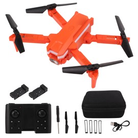 XT8 Mini Drone Aerial Photography RC FPV Drones 4K Dual Camera Multicolored Light Plane Toys Orange Dual Battery
