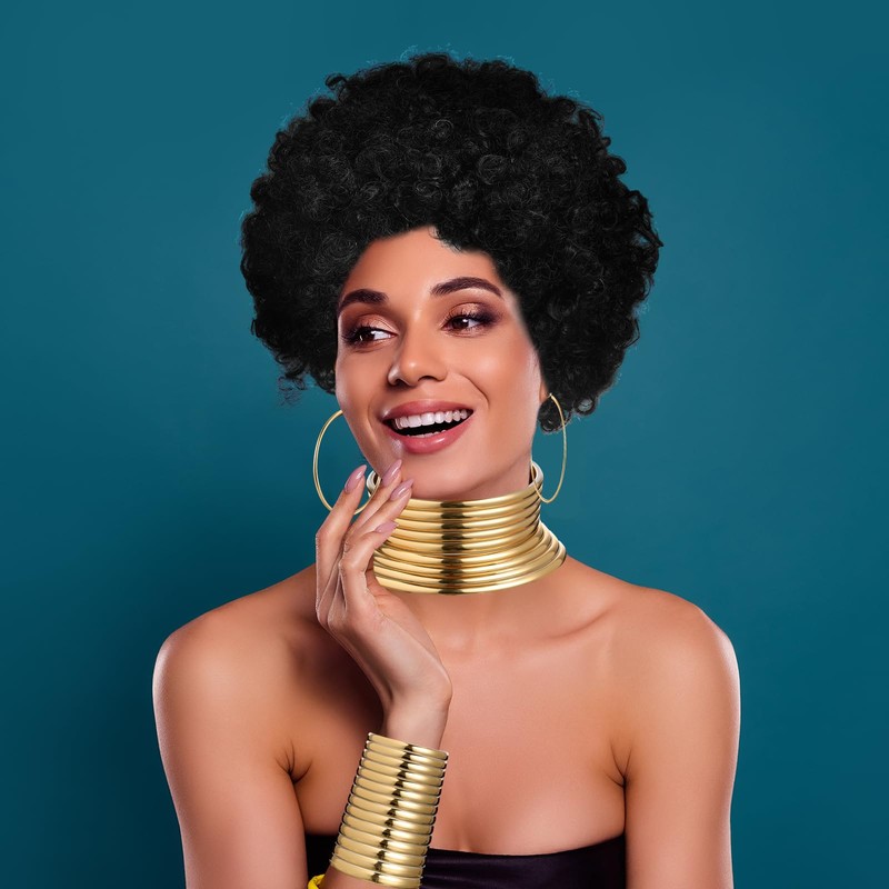 Liliaafar Gold African Jewelry Set for Women Afro Wig Hair