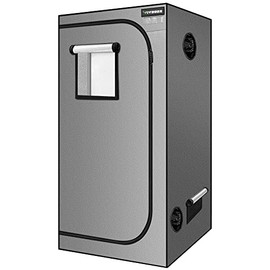 VIVOSUN 36"x36"x72" Grow Tent, 3x3 FT Advanced Gray Mylar Hydroponic Tent with 19mm Poles, Observation Window, and Floor Tray for Plants for VS1000/VS2000/VS4000