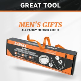 LOZAGU Flexible Magnetic Pickup Tool with Magnetic Parts Tray, 5LB Pull Force, 24” Bend-It Flexible Magnet Pick-Up Sweeper Bendable Retriever Stick for Hard-to-Reach Home Sink Drains, Car Keys