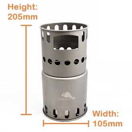 TOAKS Titanium Large Collapsible Wood Burning Stove – Ultralight, Compact & Durable for Backpacking, Camping, and Survival