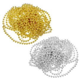 NILLOS Christmas Bead Chains, 10 M Golden & Silver Ball Chains for Jewelry Making, Christmas Decoration