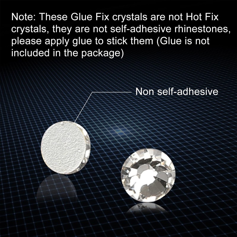 Jollin 2880pcs Glue Fix Crystal Flatback Rhinestones Glass Diamantes Gems