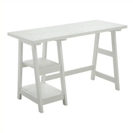 Convenience Concepts Designs2Go Trestle Desk with Shelves, White