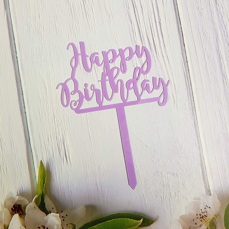 Decoración para tarta de cumpleaños con texto en inglés «Happy
