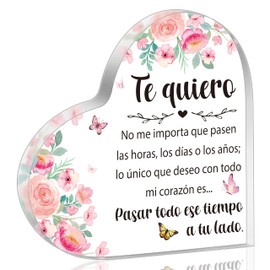 Yopyame I Love You Gifts - Spanish I Love You Acrylic Gifts for Her Him Valentines Day Couple Acrylic Keepsake Paperweight for Boyfriend Girlfriend Wedding Anniversary Acrylic Gifts for Husband Wife