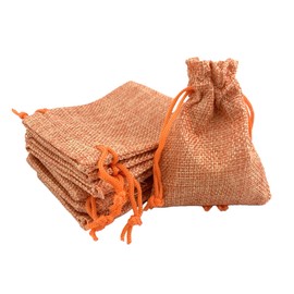 Palmhomee Pack Of 25 Burlap Gift Bags with Drawstring Linen Jewelry Pouches Wedding Hessian Jute Bags for Birthday and Treat Pouches Party Wedding Favors Gift (3.6x4.8 Inch, Orange)