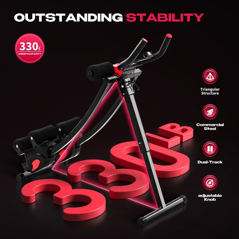 BODY RHYTHM Dual-Track Ab Machine with 4 Adjustable Heights, Foldable