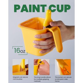 Voomey 13Pc Paint Cups for Painting, Small Paint Bucket Holds 16 oz. of Paint or Stain, Paint Cup, Paint Pail Liner, Brush, Trim Painting Tool, for Finishing Work and Repairs