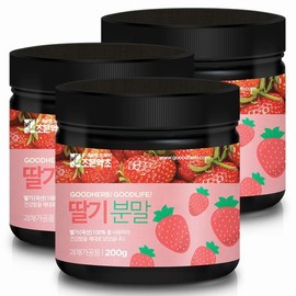 Joeun Herbal 국산 동결건조 딸기분말 딸기가루 200g x 3 Korean Freeze-Dried Strawberry Powder 200g x 3