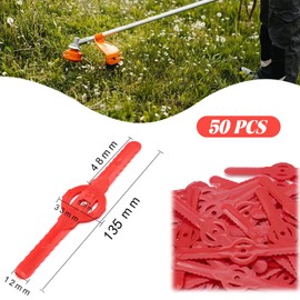 50 Pcs Plastic Grass Trimmer Blades, 135 mm Lawn Barber Garden Strimmer Replacement Blades, Cordless Strimmer Blades, Lawn Strimmer Accessories Tool for Lawn, Garden, Orchard, Woods, or Pastoral