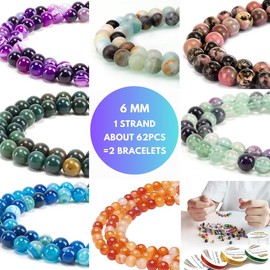 6mm 1 strand(About 62count) DIY Crystal Beads (Can Make 2 Bracelets) (Every order come with strings, spacers, charms, needles!)#crystal #crystals #crystaltok #crystalshop #fyp #crystalhealing #spiritual #amethyst #witchtok #foryoupage - Crystal Type: B17