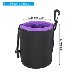 PATIKIL Camera Lens Bag, Drawstring Lens Pouch with Thick Neoprene Lens Pouch for DSLR Camera Lens, Black purple, Classic
