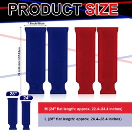 Chicingyou 2 Pairs 24 Inch Knit Hockey Socks Solid Color Practice Ice Hockey Socks for Men, Youth and Adult Sizes, Thick and Durable(Royal Blue, Dark Red)