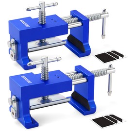 DAYDOOR Professional Cabinet Clamps 2 Pack, Heavy-Duty Cast Steel, Integrated Drill Guide & EVA Protection, Face Frame Alignment Tool for Cabinet Installation & Woodworking, Blue
