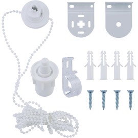 White Metal Roller Blind Mounting Brackets with Bead Chain, Repair Kit, Top Fixing, Side Fittings
