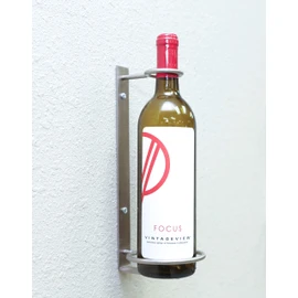 VintageView Wall Series Perch - 1 Bottle Wall Mounted Vertical Wine Bottle Rack - Stylish Modern Wine Storage with Label Forward Design (Brushed Nickel)
