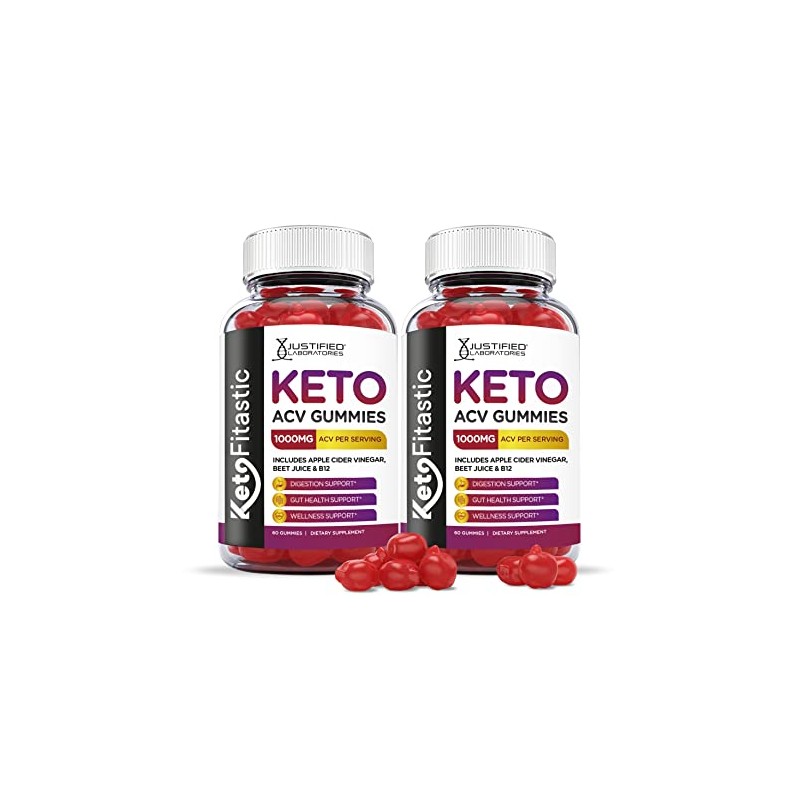 Justified Laboratories (2 Pack) Ketofitastic Keto Gummies 1000MG ACV with