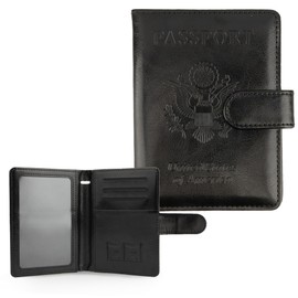 Passport Holder for Travel, Leather Passport Holder, RFID Passport Cover Passport Wallet Premium Passport Case with Card Holder & Pen Slot Travel Must Haves Essentials for Women Men (Black)