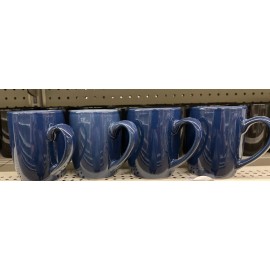 ROYAL NORFOLK Set Of 4 ROYAL NORFOLK BLUE/WHITE STONEWARE 12 OZ COFFEE MUGS CUPS-NEW-SHIPN