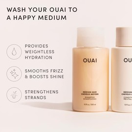 OUAI Juego de champú y acondicionador para cabello normal - Champú y acondicionador sin sulfatos para mujeres y hombres - Elaborado con queratina, man