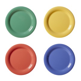 10.5" Mix Narrow Rim Plates Multicolor, Melamine Break- Resistant and BPA Free, for Indoor and Outdoor Dinnerware by GET Diamond Mardi Gras Collection NP-10-MIX-EC (Pack of 4)