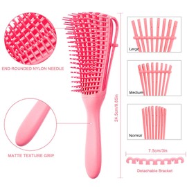 Detangling Brush, Daletu Hair Detangler Integrated Plastic Octopus Comb for Afro America Textured 3a to 4c Kinky Wavy Wet Dry Long Thick Curly Hair (Pink)