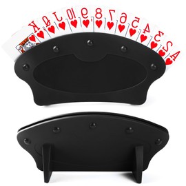 2 Pack Playing Card Holder for Kids Adults, Hands Free Card Holders for Playing Cards, Cards Organizer for Card Game Nights, Canasta, Poker Parties (Black)