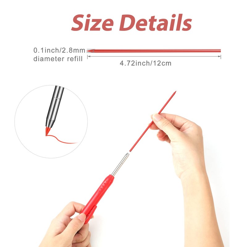 24 Pcs 2.8mm Pencil Refills, Solid Carpentry Pencil Refills for