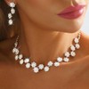 Zoestar Silver Rhinestone Bridal Jewelry Set Flower Crystal Necklace Earrings
