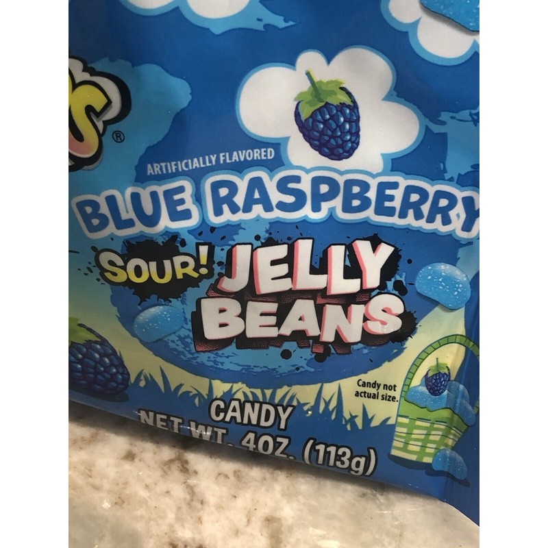 Warheads-Blue Rasberry Sour Jelly Beans Candy: 4oz/113g. ShipN24Hours-N