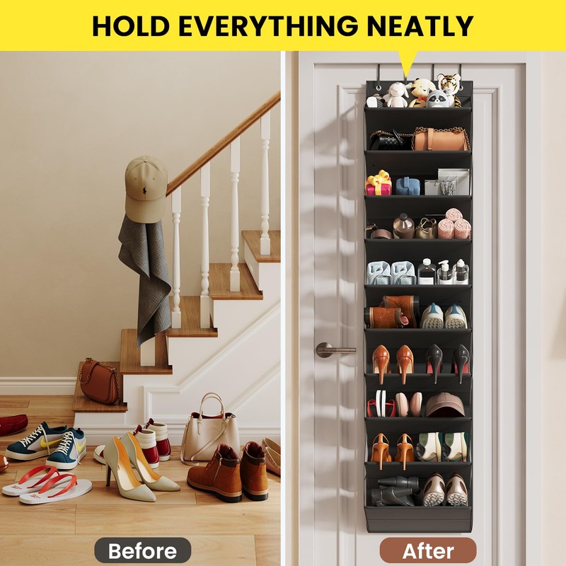Mefirt 10 Tier Clear Over the Door Shoe Organizer with