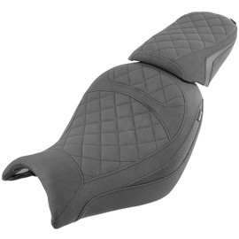 Motorcycle Leather Rider Saddle Solo Front Driver Seat Cushion Pillion Pad Compatible with Vulcan S 650 EN650 VN650 2015-2025, Black