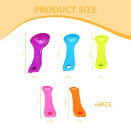 WOUYTPE Pack of 10 Measuring Spoons, Grams, Serving Spoons, Dosing Spoons, for Everyday Baking, Experimental Work with Liquids or Other Weighing of Grammages (Five Sizes)