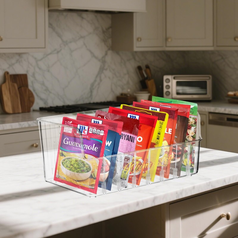 Rainmae Seasoning Packet Organizer with 7 Removable Dividers, Drink Packet