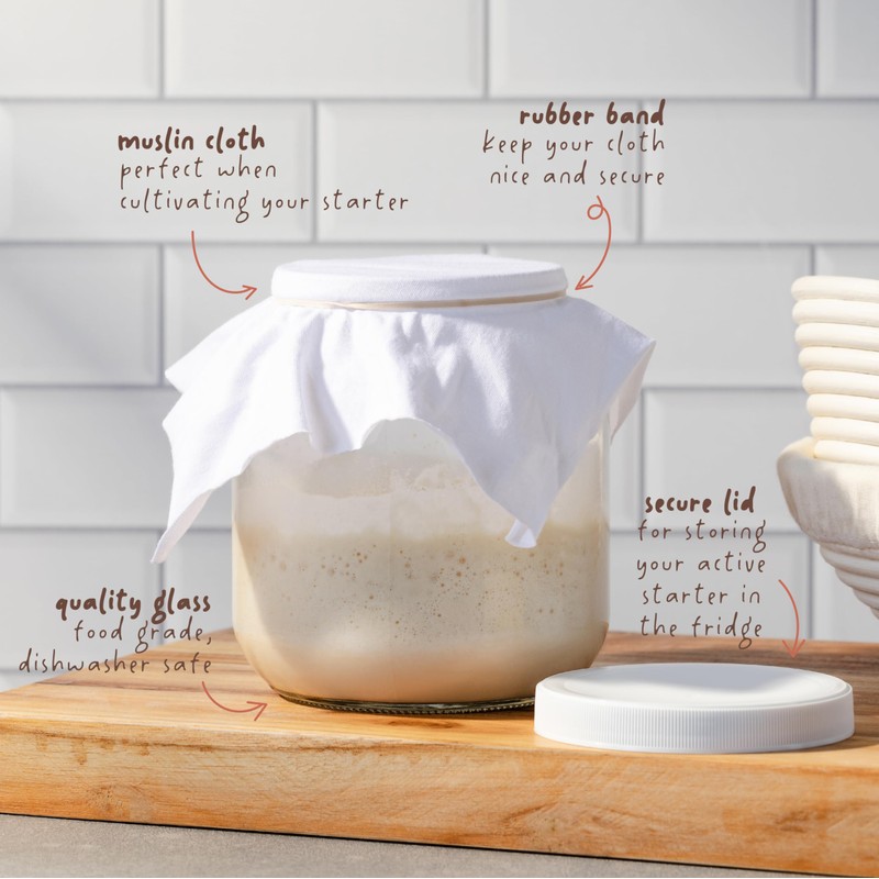 kitchentoolz Sourdough Starter Jar - Half Gallon Wide Mouth Jar