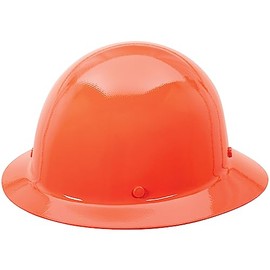 MSA 475416 Skullgard Full Brim Safety Hard Hat with Fas-Trac III Ratchet Suspension | Non-Slotted Hat, Made of Phenolic Resin, Radiant Heat Loads up to 350F - Standard Size in Orange