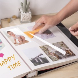 HoneyTolly Large Photo Album Self Adhesive 4x6 5x7 3x5 8.5x11 Magnetic Scrapbook DIY Scrap Book Length 13 x Width 12.8 (Inches) 120 Sticky Pages Beige Linen Cover DIY Photo Album