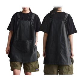 aninako Men's Double-Sided Apron Women's Waterproof Bib Apron Easy to Put On and Take Off Adjustable Large Size Solid Color Café Pocket Stylish Cute Cooking Restaurant Childcare Worker, Black, Free