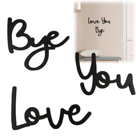 Love You Bye Wood Signs Wall Decor,Wood Love You Bye Above Door Sign,Handcrafted Plywood Script Sign,Modern Black Letter Sign,Elegant Wall Decor Sticker for Hallway,Love Letters for Home Decoration 1#
