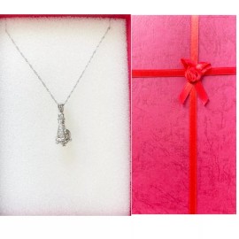 Love Pearl Lighthouse Cage Pendant Necklace Set with Pearl, Stainless Steel Chain 16 inches