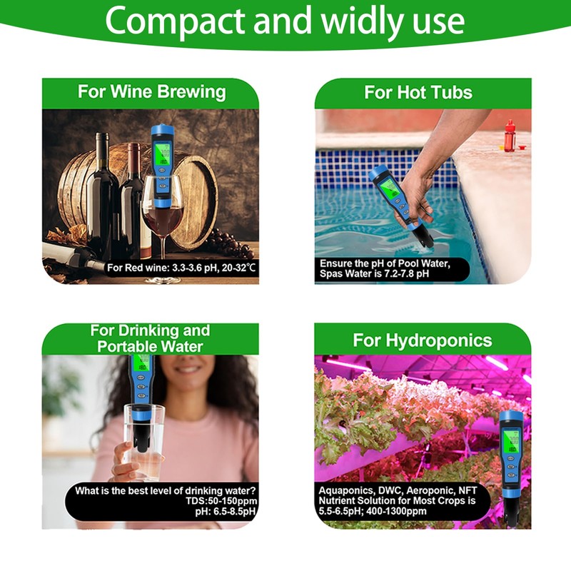 Ueomul pH Meter 4 in 1 with TDS EC Temperature