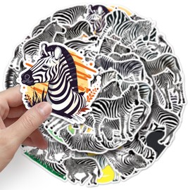 50PCS Zebra Stickers,Zebra Animal Stickers,Teens Boys and Girls Sticker Pack Vinyl Skateboard Guitar Door Laptop Luggage Car Bike Water Bottle Birthday Party Supplies Stickers