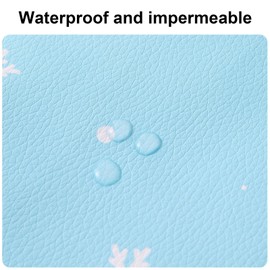 UOEPOWA Foldable Car Trash Can, Cute Folding Leather Car Garbage Can Organizer, Waterproof Storage with Adjustable Cord, Leakproof Lining, Ideal for Camping and Car Use (Blue)